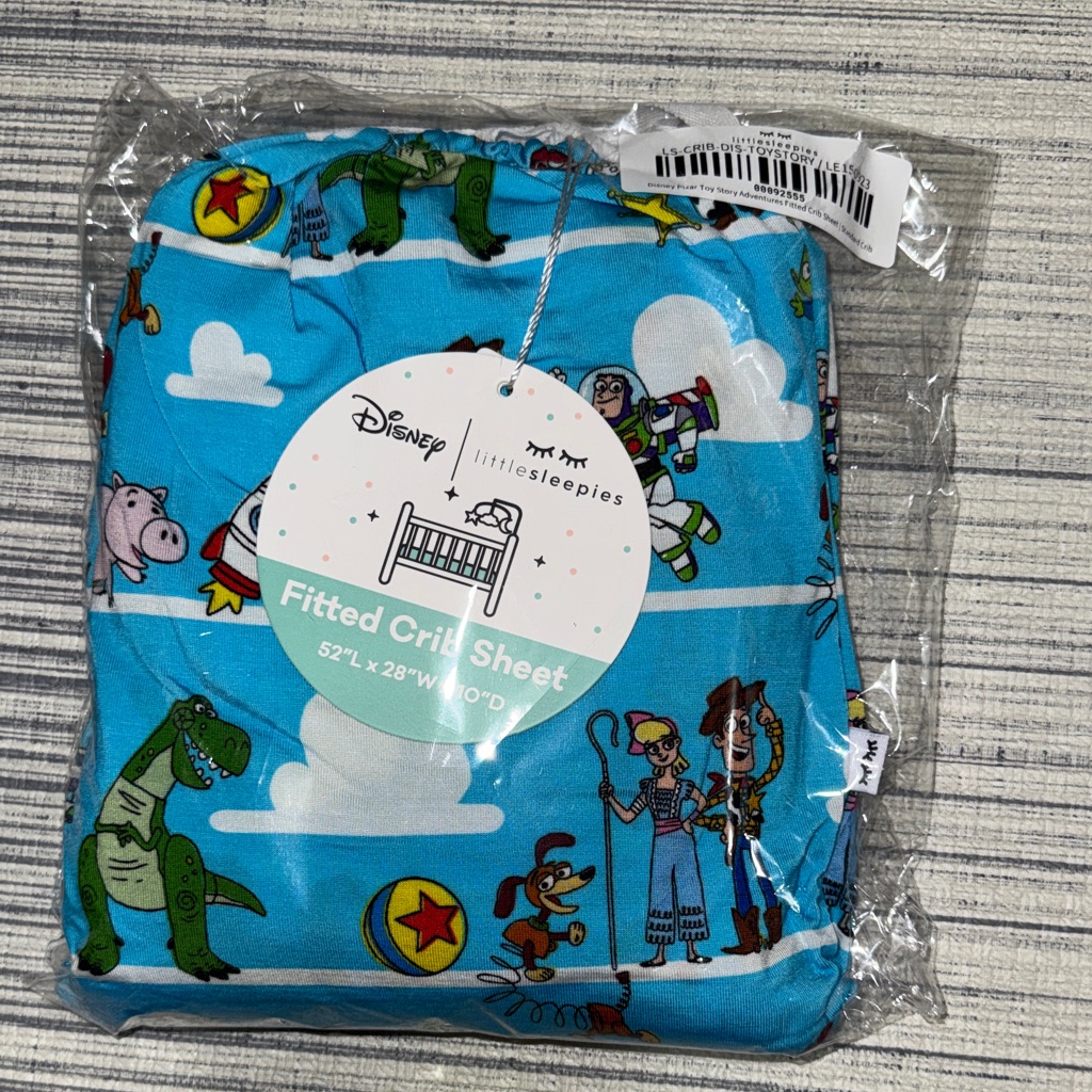 Little Sleepies Bamboo Disney Toy Story Adventures Fitted Blue Crib Sheet Nwt